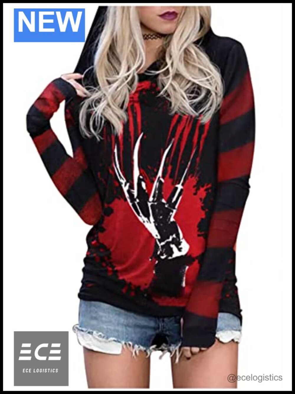 Halloween Skull Graphic Hoodie T Shirt Loose Long Sleeve Pullover Tunic
